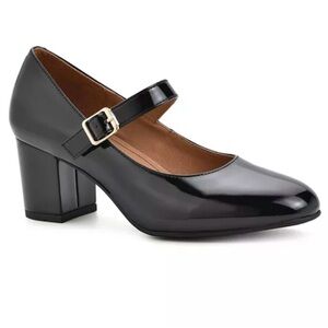 NIB White Mountain “Frenzies” Black Patent Mary Jane Block Heel Pumps, sz 11